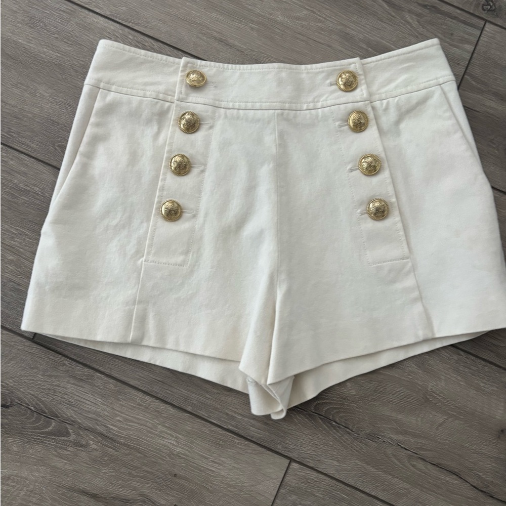 Derek Lam Crosby Women's Cream Shorts with Gold Buttons